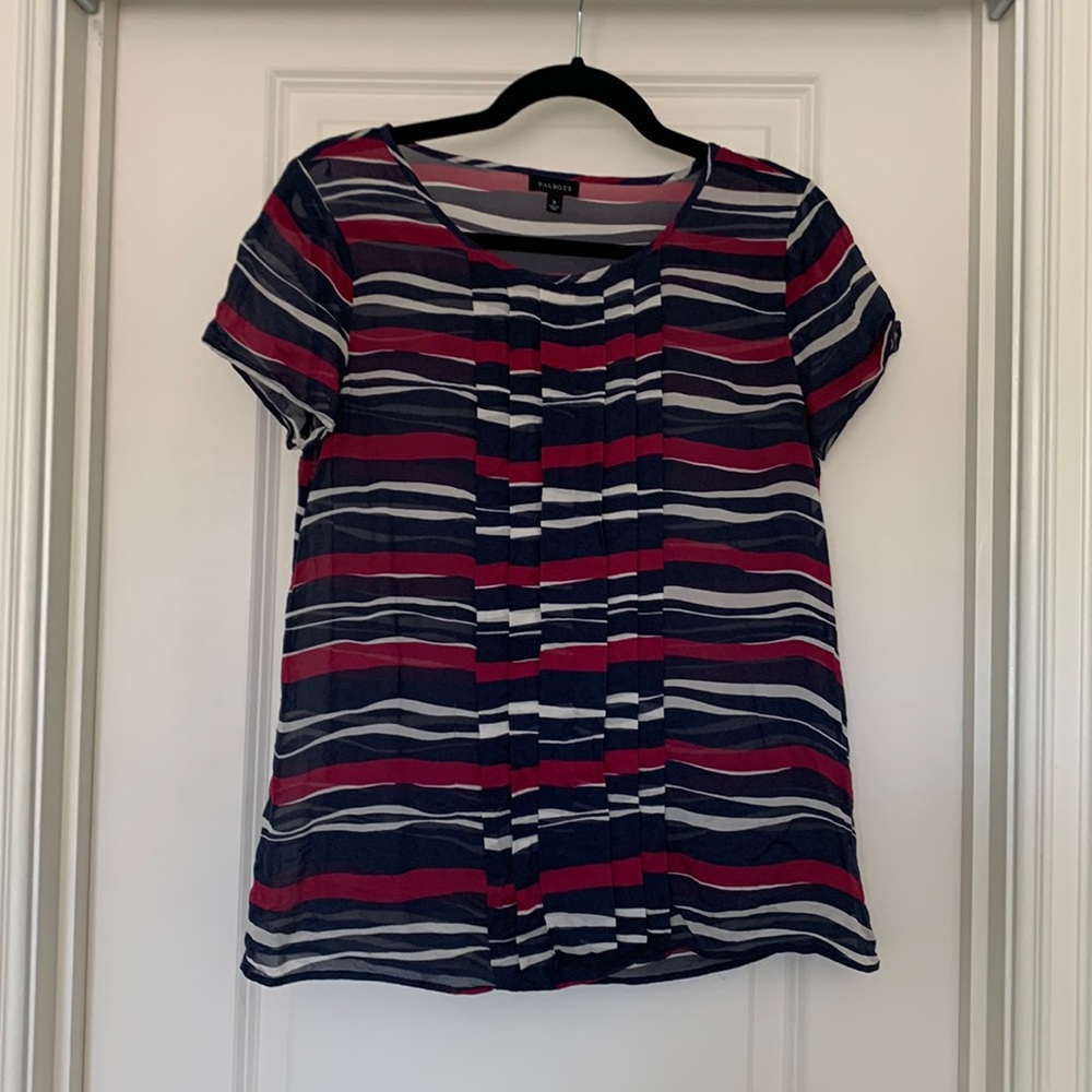 Talbots Sheer Shortsleeved Striped Blouse